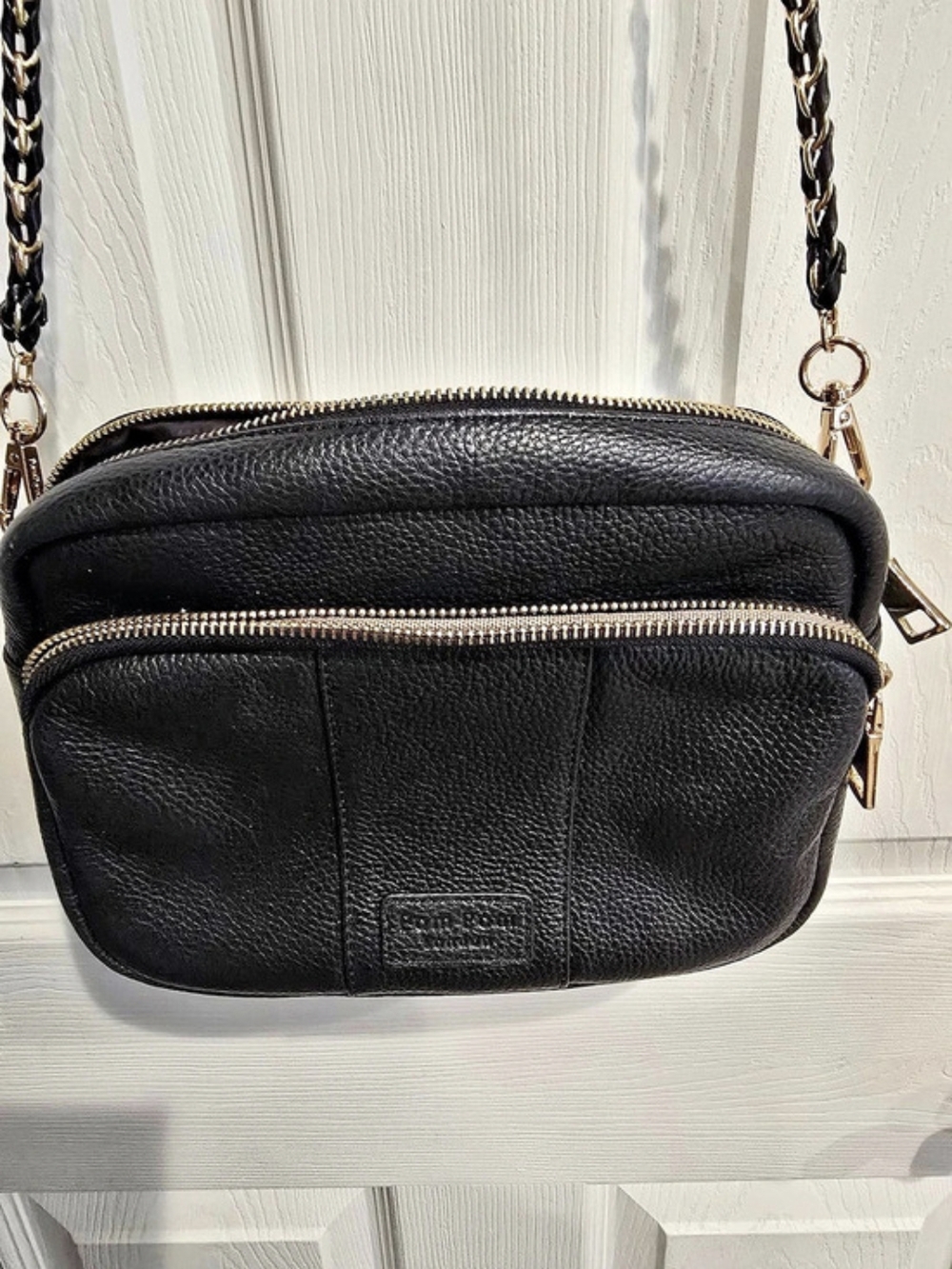 Pom Pom Lonfon Black Chain Strap Crossbody Bag Like New